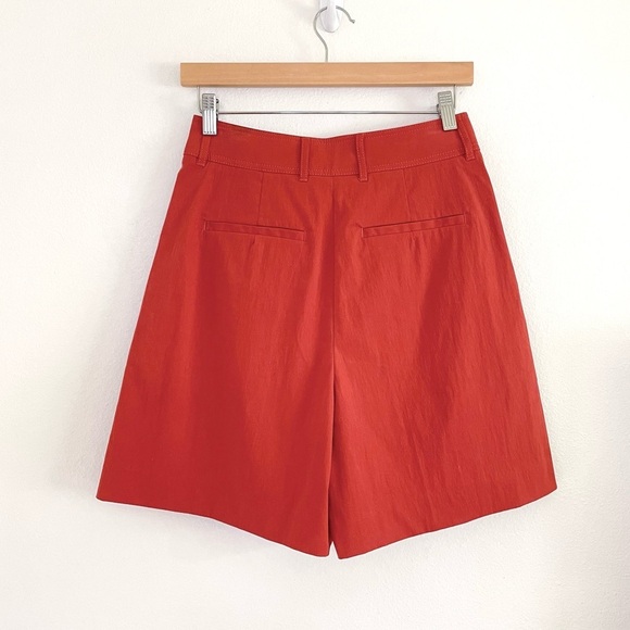 NWT Rebecca Taylor High Waist Pleat Front Trouser Short Pomodoro Red Orange 2 - Picture 6 of 16